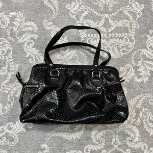 Korto Momolu Satchel Handbag Womens Medium Black Animal Print Top Zip